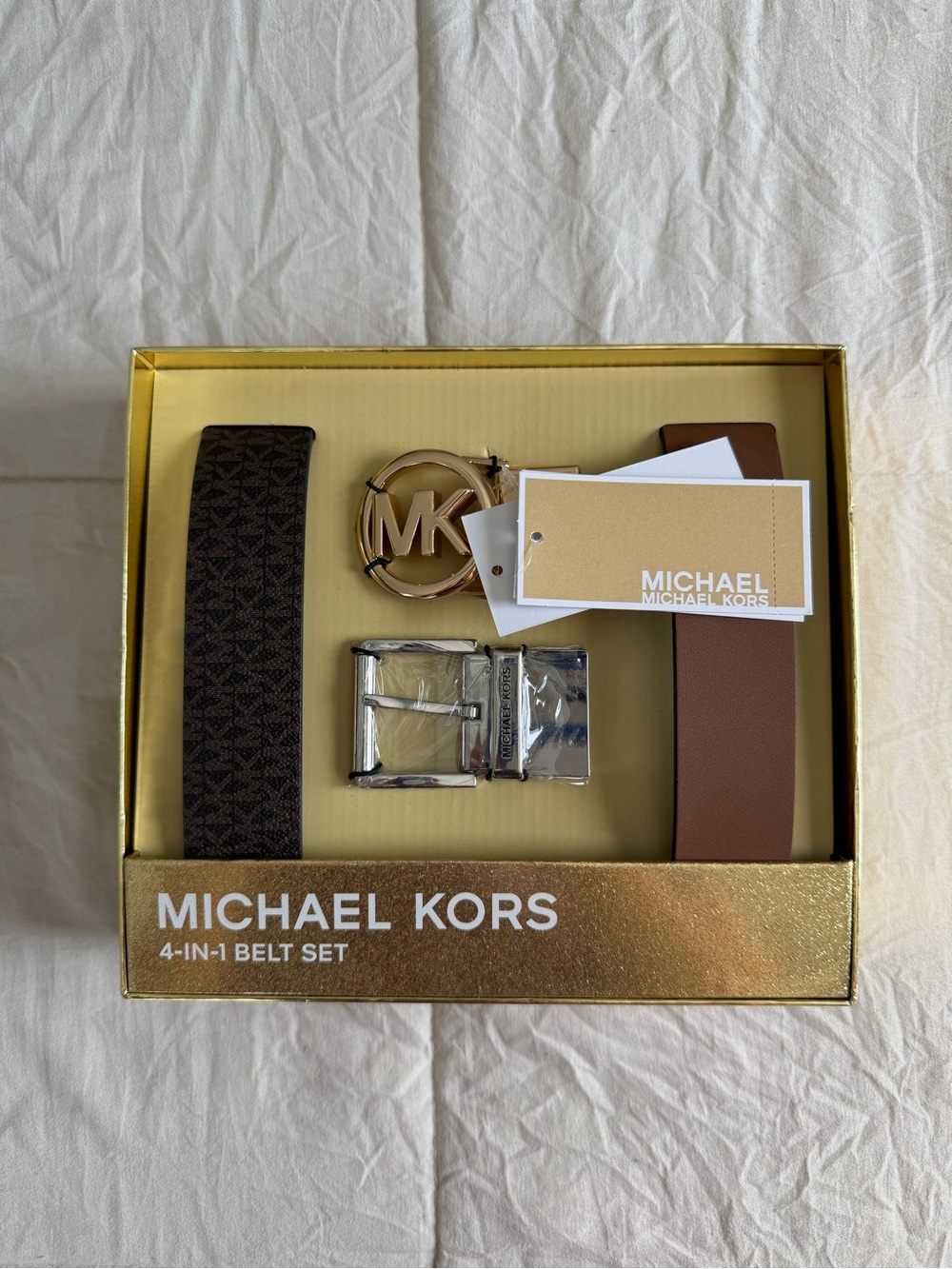 Michael Kors Brown and Monogram 4-in-1 Belt Set